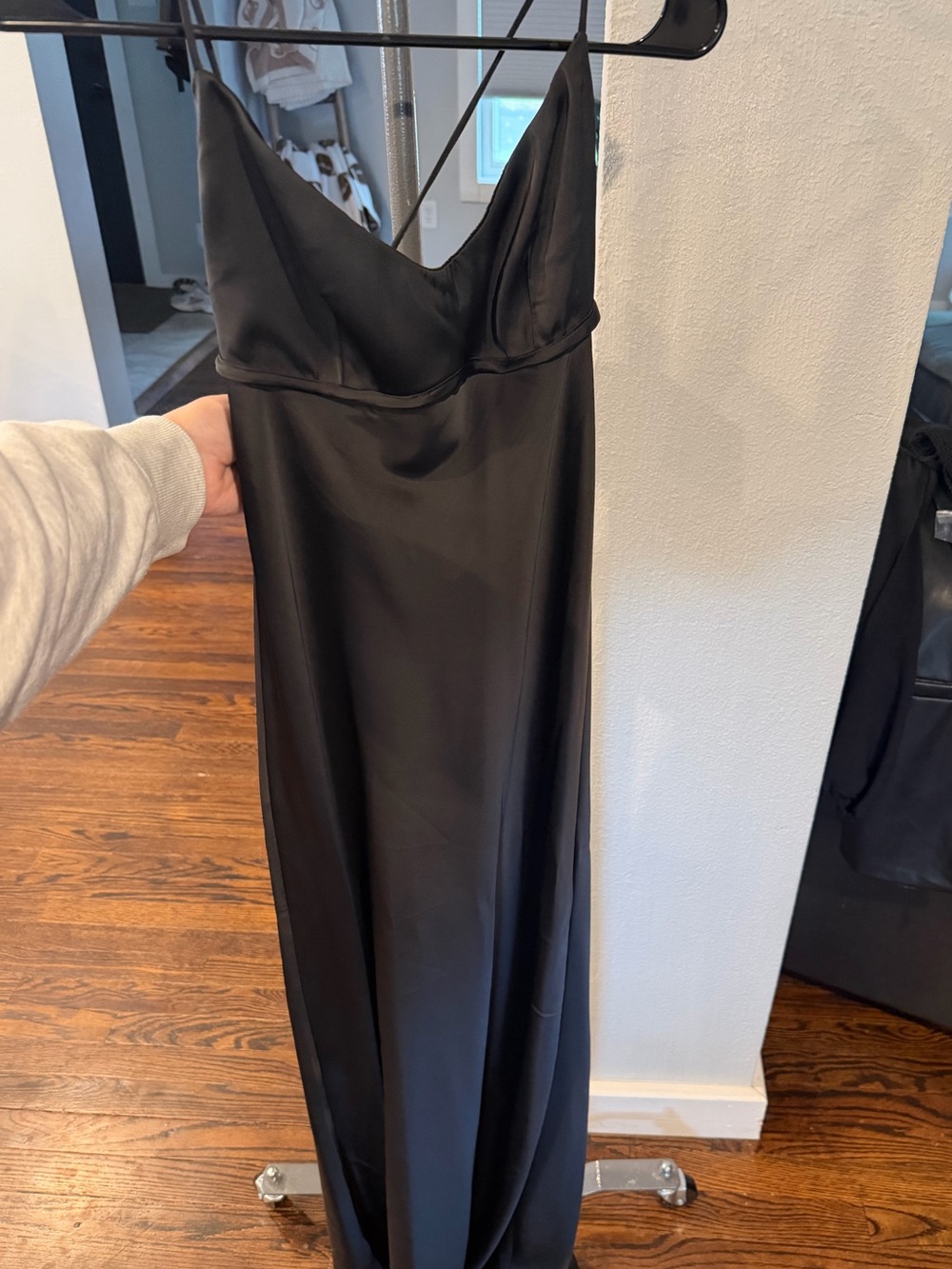 Hello Molly Black Satin Strapless Slip Gown
